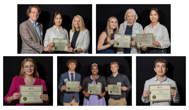 New awards for 2025 (clockwise from top left): The Joanne and Franklin Perkins Memorial Scholarship, the Lincoln:Chadwell Scholarship Award, The Micael Patrick Burke Memorial Scholarship, the SFIRC 60th Annivesary Scholarship, the Rene and Alice Donars Scholarship.  Click picture to read more about the generous sponsors of these new awards.