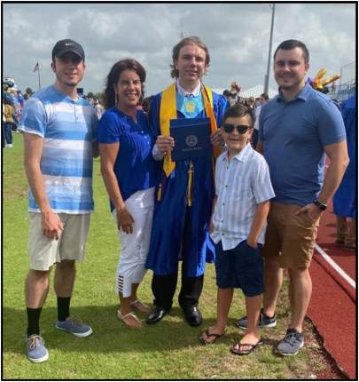 Evan, Lisa, Lucas, Brady and Eric Bush celebrate Lucas' graduation from Sebastian River High School